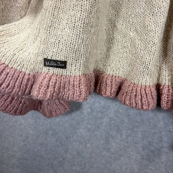 Matilda Jane Womens Jacie Ruffled Knit Cardigan Sweater L Wool Blend Boho Aztec - Picture 10 of 16